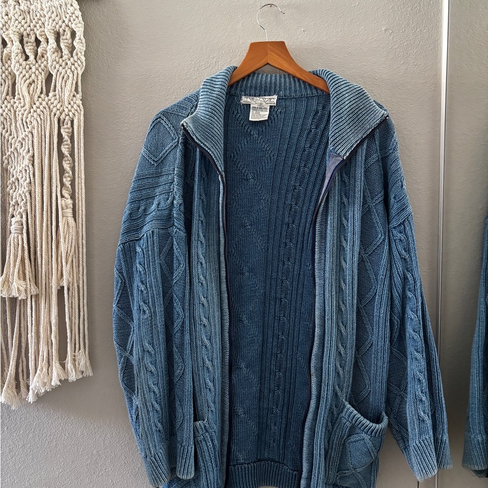 Blue Cable Knit Sweater